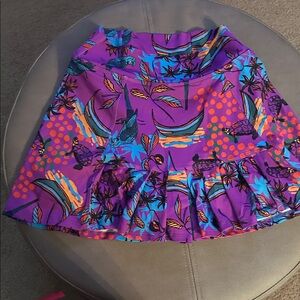 Tropical Print Purple Skater Skirt